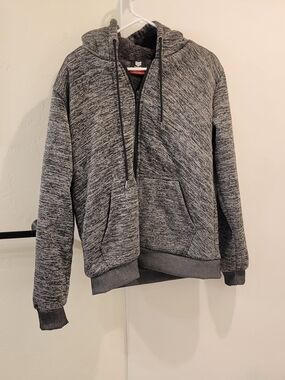 Men's Gray Marled Fleece Lined Zip-Up Hoodie Sweater